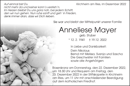 Traueranzeige von Anneliese Mayer von Schwäbische Post