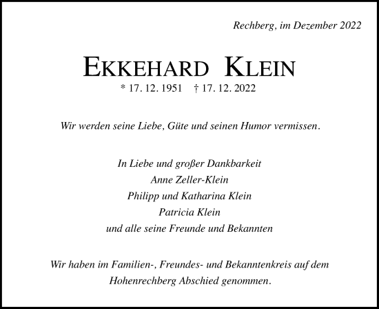 Traueranzeige von Ekkehard Klein von Gmünder Tagespost