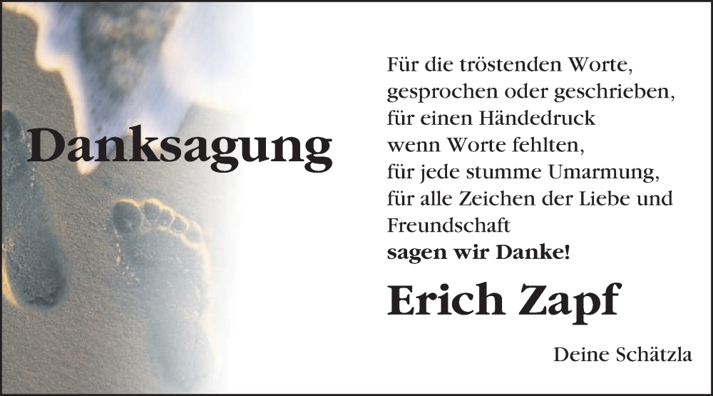  Traueranzeige für Erich Zapf vom 30.12.2022 aus Gmünder Tagespost