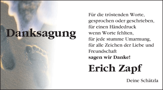 Traueranzeige von Erich Zapf von Gmünder Tagespost