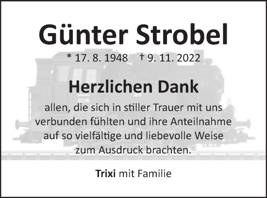 Traueranzeige von Günter Strobel von Schwäbische Post