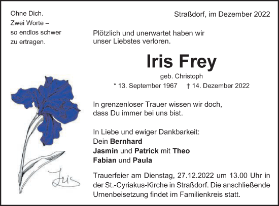 Traueranzeige von Iris Frey von Gmünder Tagespost