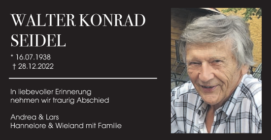 Traueranzeige von Walter Konrad Seidel von Schwäbische Post