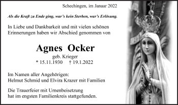 Traueranzeige von Agnes Ocker