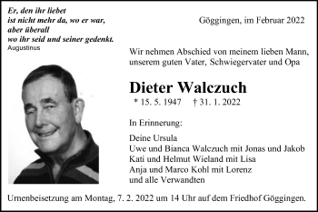 Traueranzeige von Dieter Walczuch