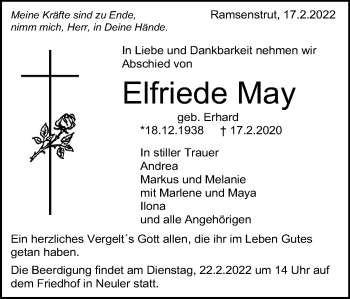 Traueranzeige von Elfriede May von Schwäbische Post
