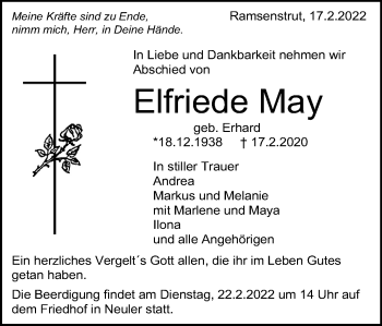 Traueranzeige von Elfriede May