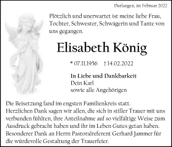 Traueranzeige von Elisabeth König von Gmünder Tagespost