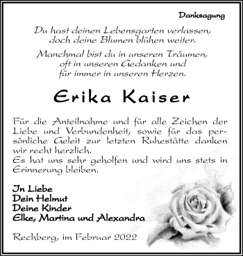 Traueranzeige von Erika Kaiser von Gmünder Tagespost