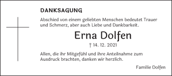 Traueranzeige von Erna Dolfen von Schwäbische Post