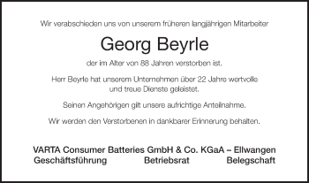 Traueranzeige von Georg Beyrle