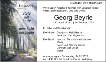 Traueranzeige von Georg Beyrle von Schwäbische Post