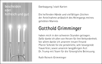 Traueranzeige von Gotthold Grimminger von Gmünder Tagespost