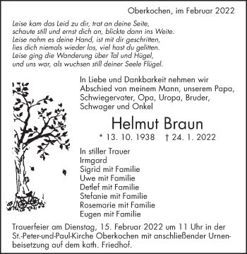 Traueranzeige von Helmut Braun von Schwäbische Post