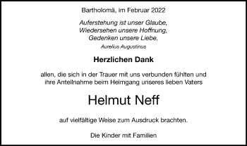 Traueranzeige von Helmut Neff von Gmünder Tagespost