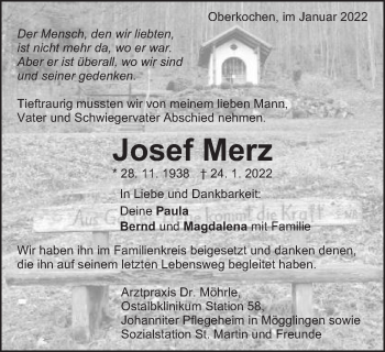 Traueranzeige von Josef Merz von Amtsblatt_Oko