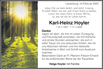 Traueranzeige von Karl-Heinz Hoyler von Schwäbische Post