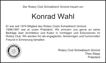 Traueranzeige von Konrad Wahl
