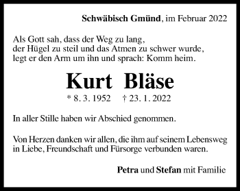 Traueranzeige von Kurt Bläse