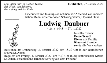 Traueranzeige von Ludwig Daubner von Gmünder Tagespost