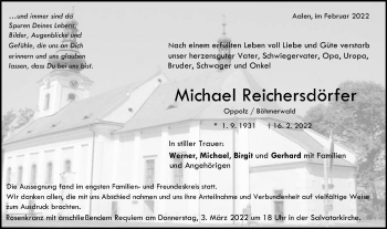 Traueranzeige von Michael Reichersdörfer von Schwäbische Post
