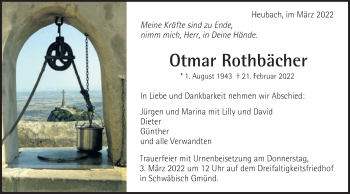 Traueranzeige von Otmar Rothbächer von Gmünder Tagespost