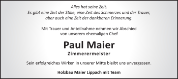 Traueranzeige von Paul Maier von Schwäbische Post