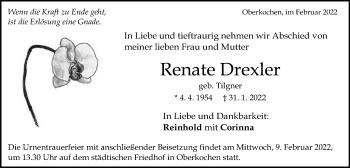 Traueranzeige von Renate Drexler von Schwäbische Post