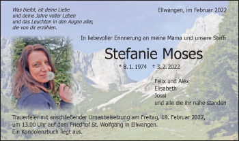 Traueranzeige von Stefanie Moses von Schwäbische Post