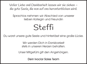 Traueranzeige von Steffi  von Schwäbische Post