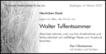 Traueranzeige von Walter Tuffentsammer von Schwäbische Post