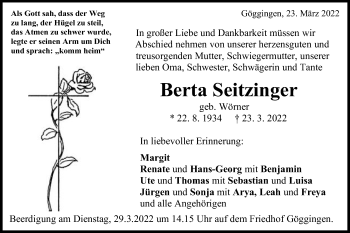 Traueranzeige von Berta Seitzinger