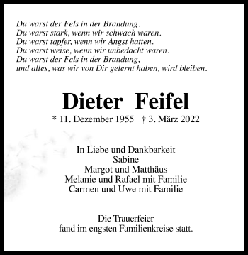 Traueranzeige von Dieter Feifel