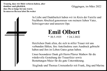 Traueranzeige von Emil Olbort von Gmünder Tagespost