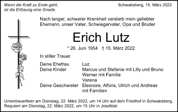 Traueranzeige von Erich Lutz