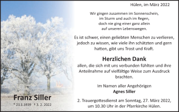 Traueranzeige von Franz Siller von Schwäbische Post