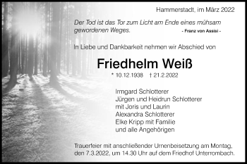 Traueranzeige von Friedhelm Weiß von Schwäbische Post