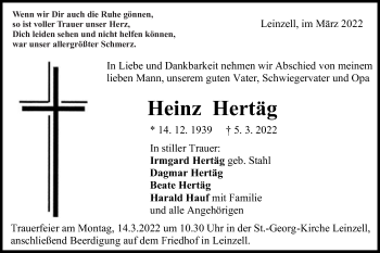 Traueranzeige von Heinz Hertäg von Gmünder Tagespost