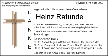 Traueranzeige von Heinz Ratunde von Schwäbische Post