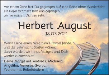 Traueranzeige von Herbert August von Schwäbische Post