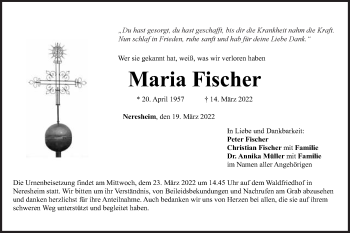 Traueranzeige von Maria Fischer von Schwäbische Post