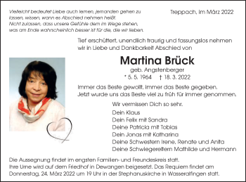 Traueranzeige von Martina Brück von Schwäbische Post