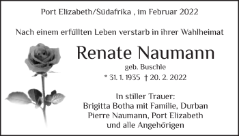 Traueranzeige von Renate Naumann von Gmünder Tagespost