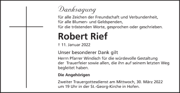 Traueranzeige von Robert Rief von Schwäbische Post