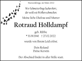 Traueranzeige von Rotraud Hölldampf von Gmünder Tagespost