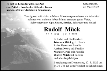 Traueranzeige von Rudolf Mück