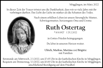 Traueranzeige von Ruth Ostertag von Gmünder Tagespost