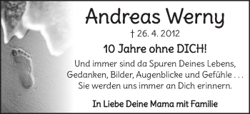 Traueranzeige von Andreas Werny von Schwäbische Post