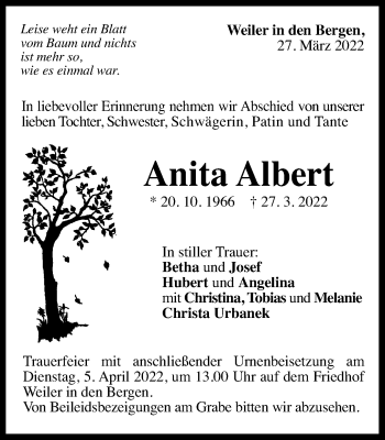 Traueranzeige von Anita Albert von Gmünder Tagespost