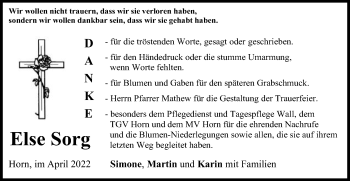 Traueranzeige von Else Sorg von Gmünder Tagespost